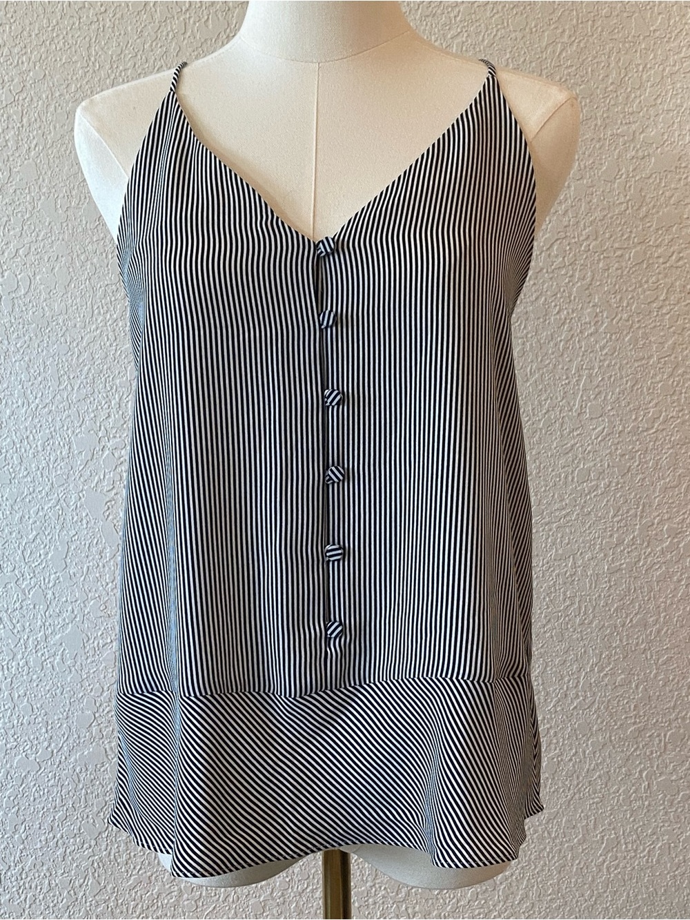 Loft black white striped spaghetti strap tank size XS NWT